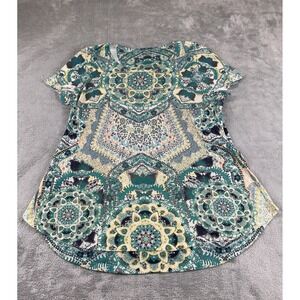 Style & Co Women's Top XL Green Paisley Gem Embellished Casual C6